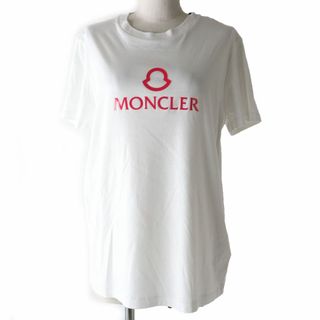 モンクレール(MONCLER)の未使用品☆正規品 MONCLER モンクレール T-SHIRT ロゴデザイン 半袖 クルーネック Tシャツ/カットソー ホワイト L レディース タグ付き(Tシャツ(半袖/袖なし))