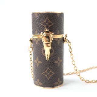 ルイヴィトン(LOUIS VUITTON)の美品☆LOUIS VUITTON ルイヴィトン MP2406 モノグラムキャンバス リップスティックケース ネックレス ブラウン×ゴールド 伊製 箱・保存袋(ネックレス)