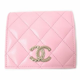 シャネル(CHANEL)の未使用品☆CHANEL シャネル 2022AW AP3055 マトラッセ ココマーク付 レザー 2つ折り コンパクトウォレット/ミニ財布 ピンク 箱・保存袋付(財布)