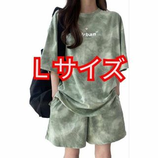 Tシャツ 短パン ２点上下 セット L グリーン 1/2style アップ(ルームウェア)