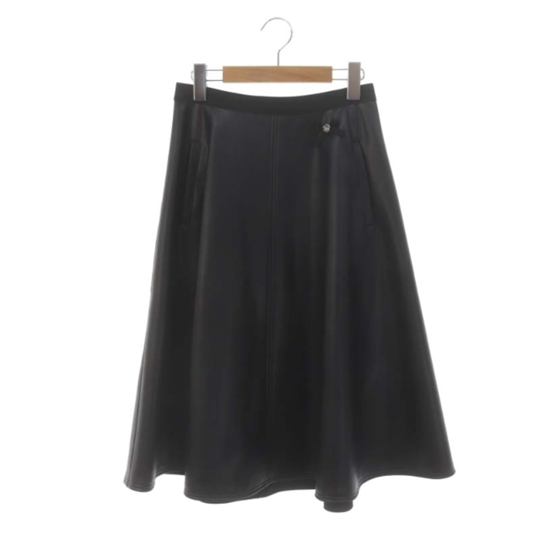 M'S GRACY(エムズグレイシー)のエムズグレイシー フェイクレザースカート フレア ミモレ丈 ロング 38 黒 レディースのスカート(ロングスカート)の商品写真