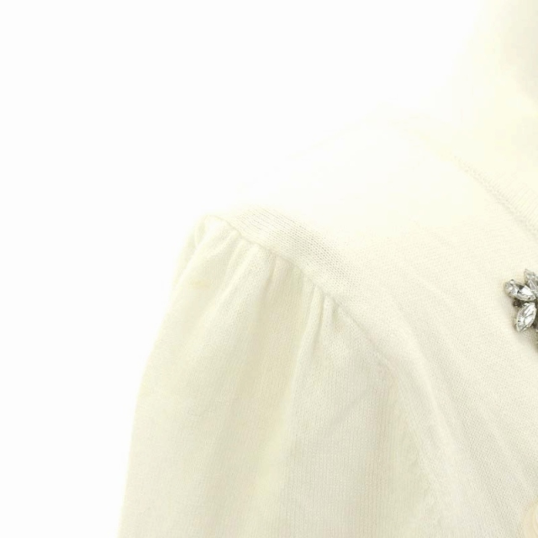 Chesty(チェスティ)のチェスティ ビジュー装飾半袖カーディガン ニット 薄手 シアー F 白 レディースのトップス(カーディガン)の商品写真