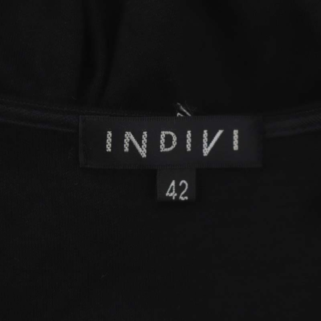 INDIVI(インディヴィ)のインディヴィ Vネックワンピース ロング丈 ミモレ丈 インナー付き 42 L 黒 レディースのワンピース(ロングワンピース/マキシワンピース)の商品写真