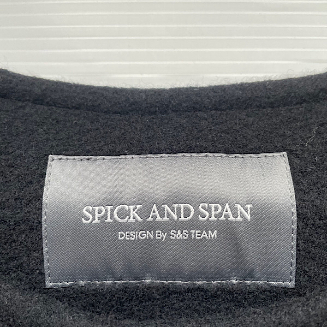 Spick & Span(スピックアンドスパン)の新品　SPICK AND SPAN モッサ　ノーカラー　コート　黒　38 レディースのジャケット/アウター(ロングコート)の商品写真