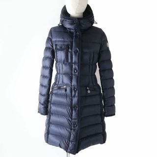 モンクレール(MONCLER)の美品☆国内正規品 MONCLER モンクレール HERMINE エルミンヌ ロゴワッペン・フード付 ロングダウンコート レディース ネイビー 1(ダウンコート)