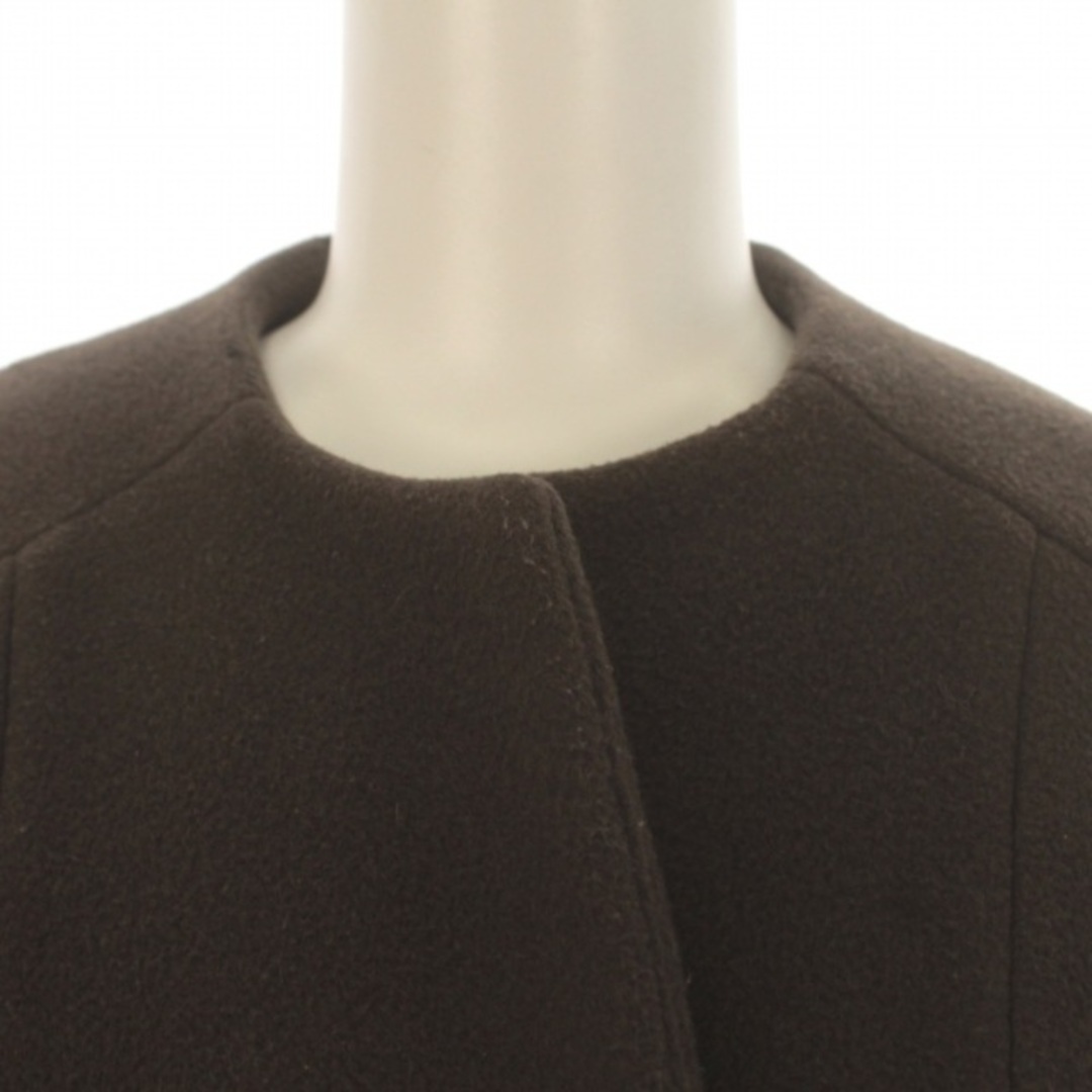 Mila Owen(ミラオーウェン)のミラオーウェン ノーカラードルマンCT コート ロング丈 ロゴ刺繍 0 S 茶 レディースのジャケット/アウター(その他)の商品写真