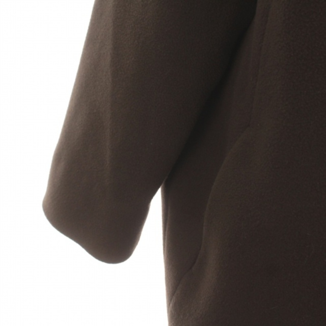Mila Owen(ミラオーウェン)のミラオーウェン ノーカラードルマンCT コート ロング丈 ロゴ刺繍 0 S 茶 レディースのジャケット/アウター(その他)の商品写真