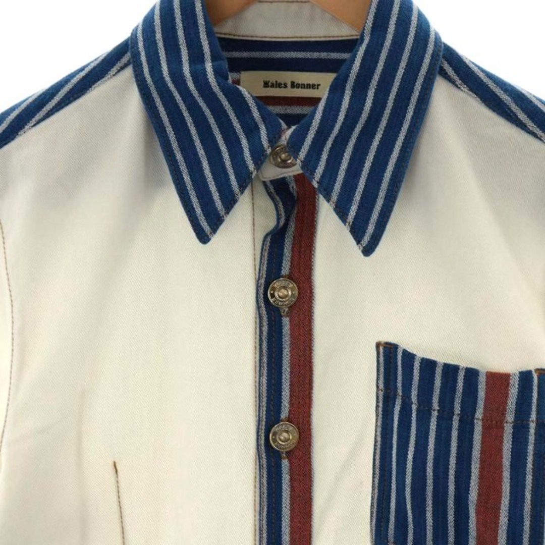 other(アザー)のWales Bonner シャツジャケット 44 S 白 青 メンズのジャケット/アウター(その他)の商品写真