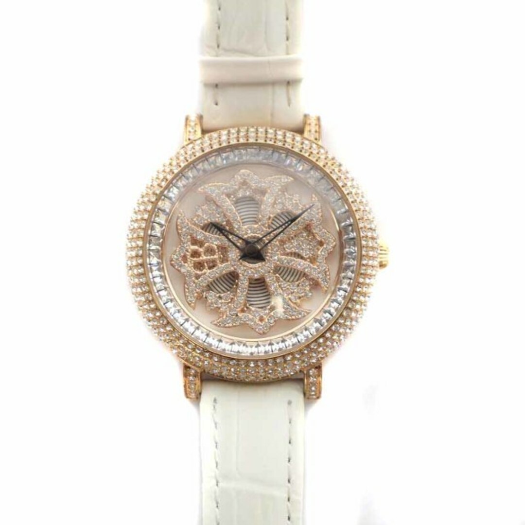 other(アザー)のブリラミコ 腕時計 クォーツ ラウンド ストーンベゼル 回転文字盤 ピンク 白 レディースのファッション小物(腕時計)の商品写真