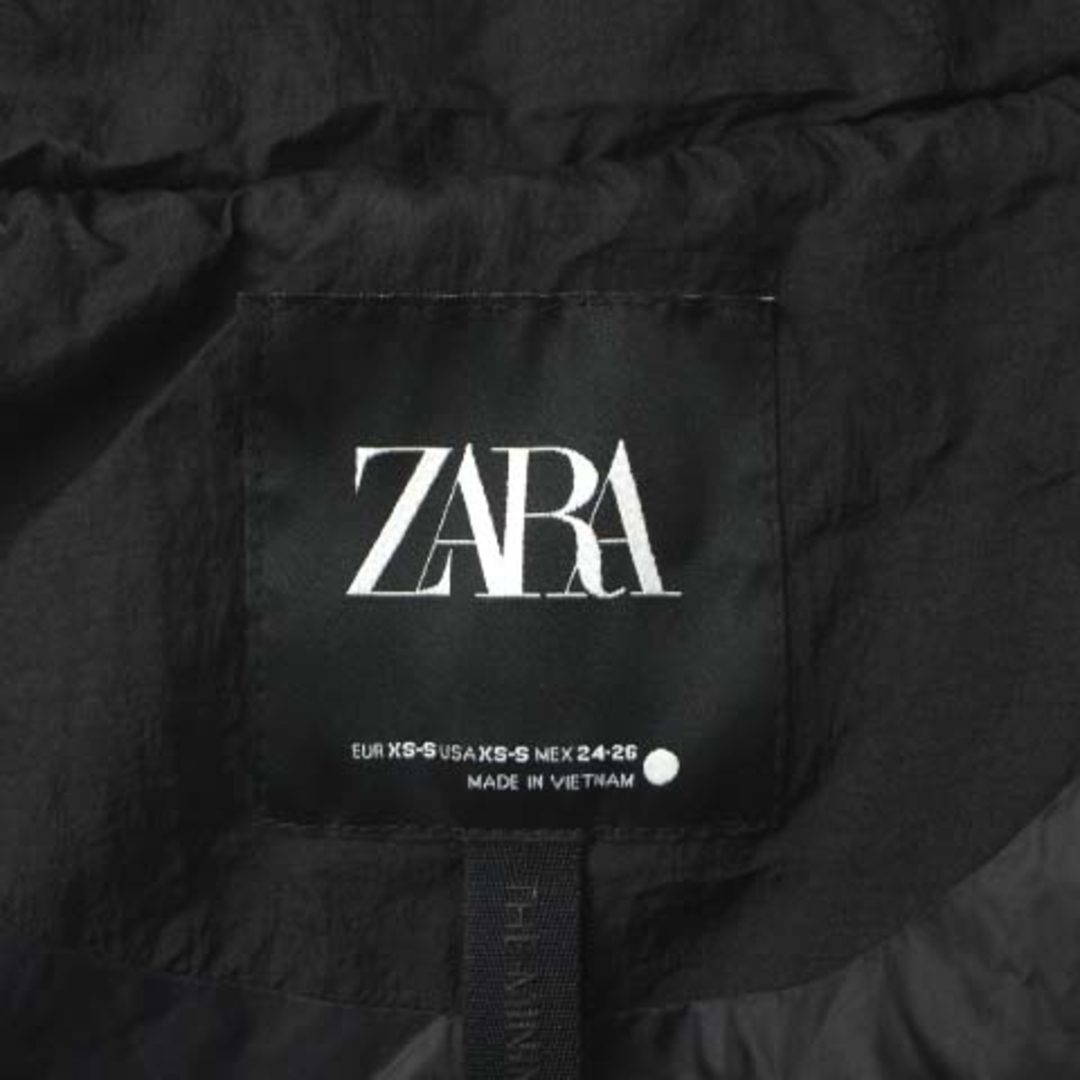 ZARA(ザラ)のザラ ZARA 中綿ジャケット コート ナイロン ロング フード XS-S 黒 レディースのジャケット/アウター(ブルゾン)の商品写真