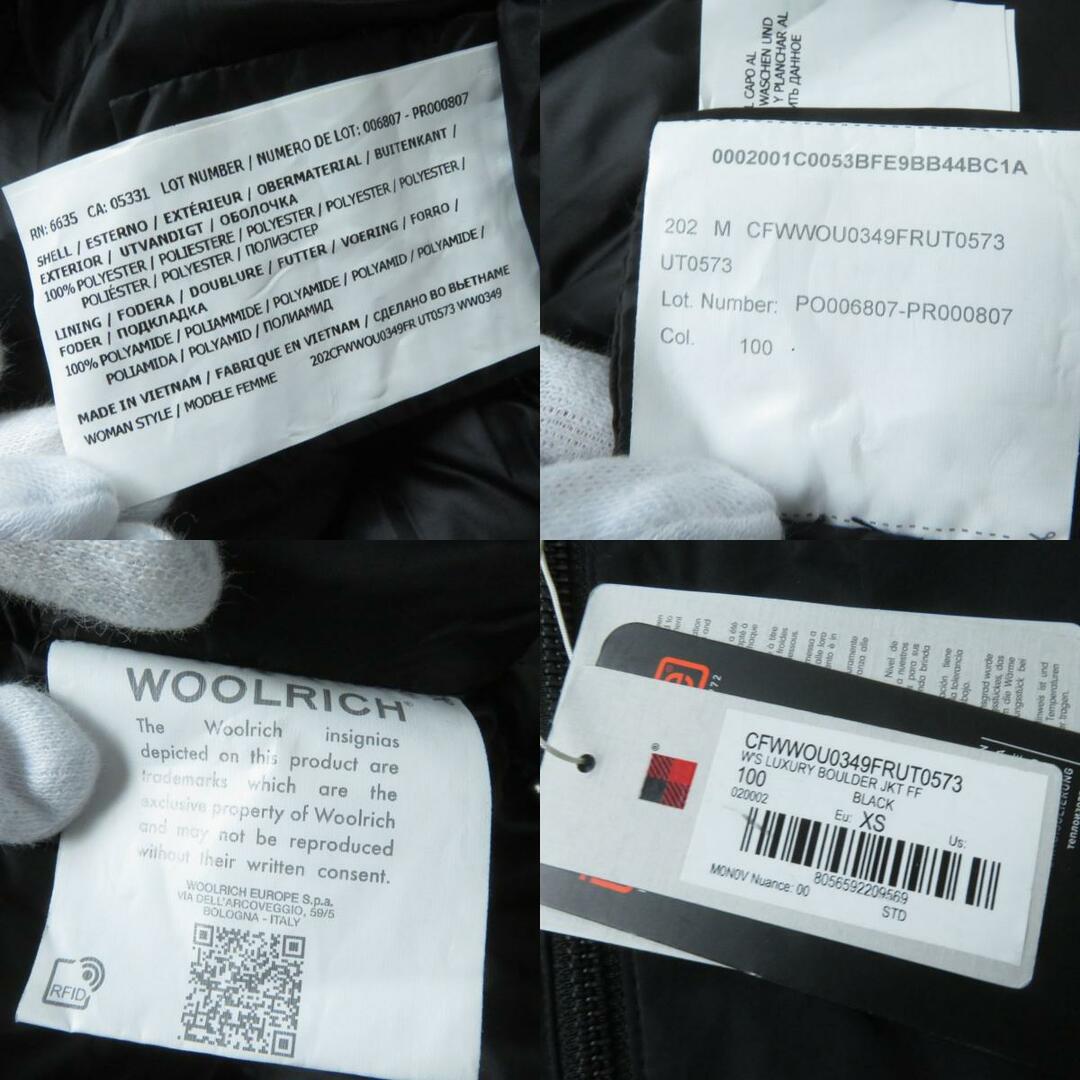 WOOLRICH(ウールリッチ)の未使用品☆WOOLRICH ウールリッチ LUXURY BOULDER JKT フェイクファー付き フーデッドジャケット ブラック XS レディース タグ付き レディースのジャケット/アウター(その他)の商品写真