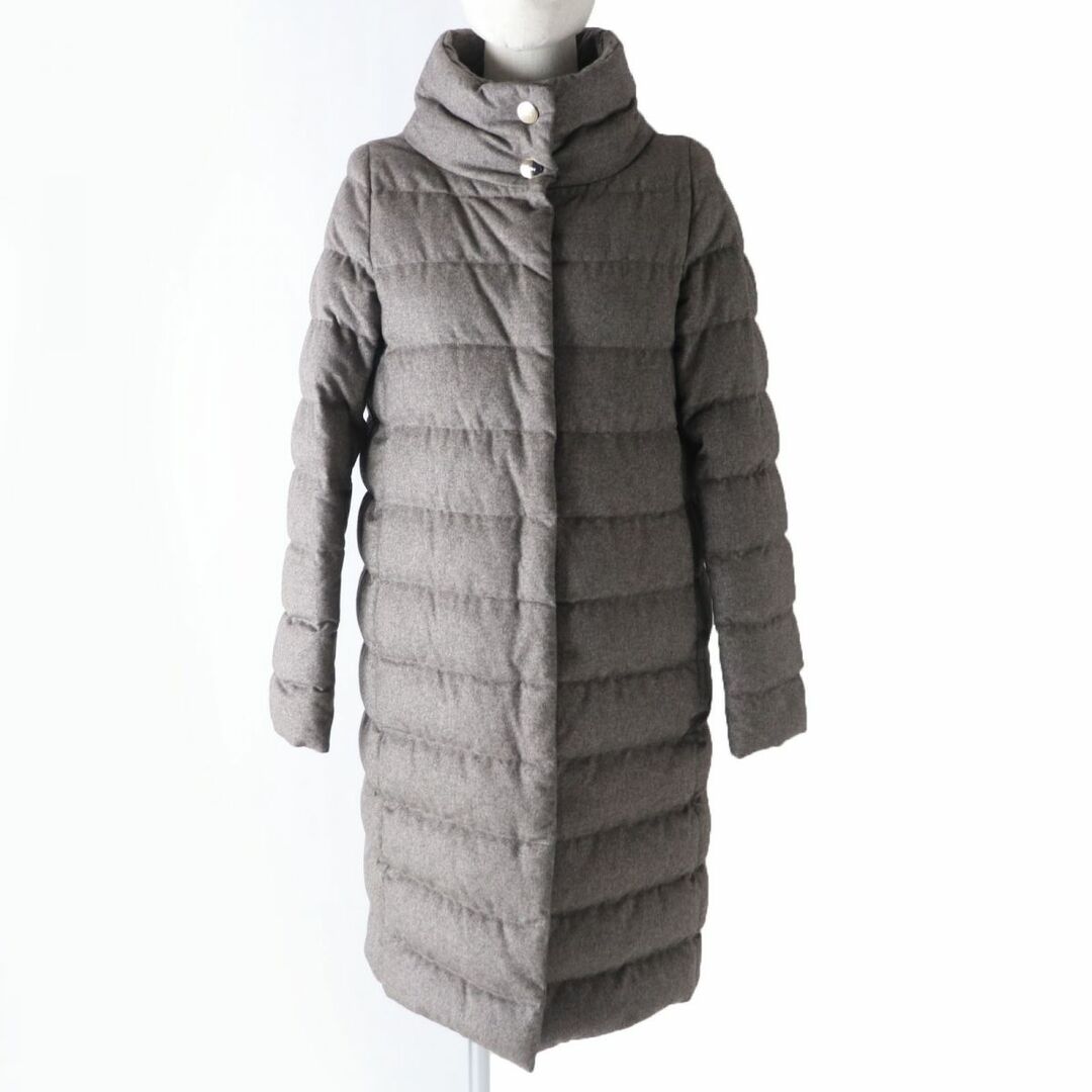 HERNO - 極美品☆正規品 HERNO ヘルノ PIACENZA社製生地 PI0563D スタンドカラー シルク×カシミヤ ダウンコート ブラウン系 40 イタリア製