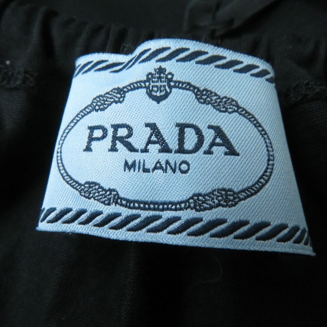 PRADA(プラダ)の美品☆正規　PRADA　プラダ　19年　35879L　フロントフリルデザイン　シルク切替　チュニック／ワンピース　ブラック　黒　XS レディースのワンピース(ロングワンピース/マキシワンピース)の商品写真