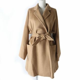 マックスマーラ(Max Mara)の極美品☆正規品 白タグ MaxMara マックスマーラ キャメル100％ ベルト付き ラップコート キャメル 44 レディース イタリア製(その他)