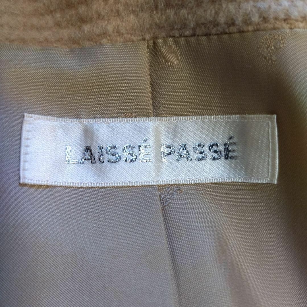 LAISSE PASSE(レッセパッセ)のレッセパッセ ベルテッドコート アンゴラ混 フォックスファー 38号 レディースのジャケット/アウター(ロングコート)の商品写真