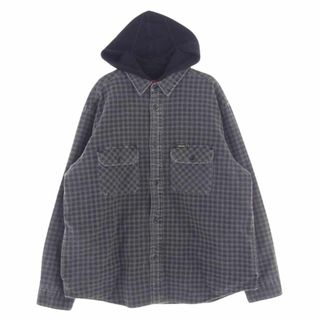 シュプリーム(Supreme)のSupreme シュプリーム 長袖シャツ 22AW Houndstooth Flannel Hooded Shirt 裏地サーマル ハウンドトゥース フランネル フーデット シャツ グレー系 L【中古】(シャツ)