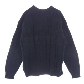 シュプリーム(Supreme)のSupreme シュプリーム ニット 23AW Applique Cable Knit Sweater バックロゴ ワッペン ケーブル セーター ニット ブラック系 S【中古】(ニット/セーター)