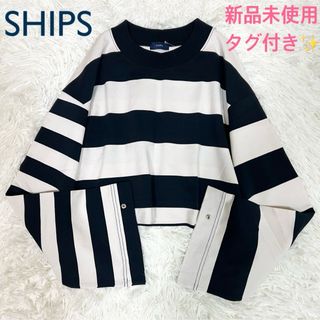 シップス(SHIPS)の新品タグ付き✨SHIPS プルオーバー カットソー 長袖  マルチボーダー(カットソー(長袖/七分))