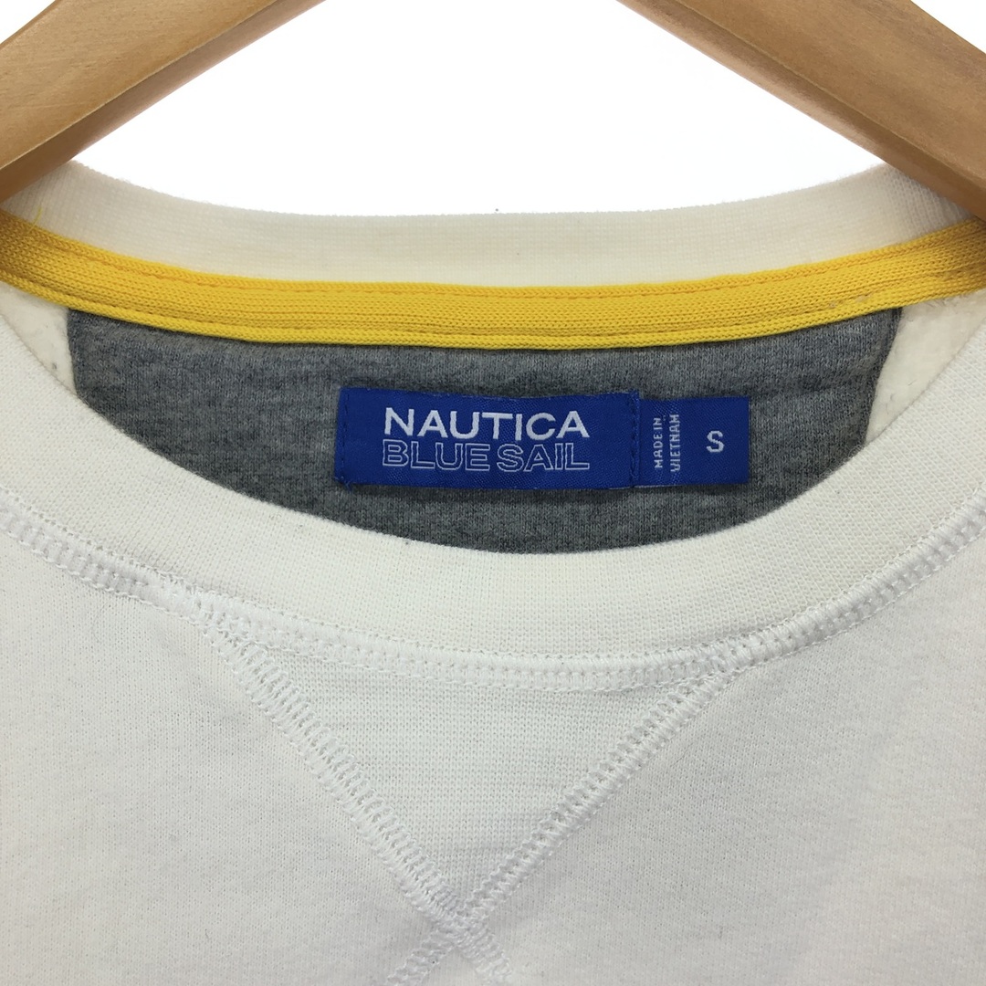 NAUTICA(ノーティカ)の古着 ノーティカ NAUTICA BLUE SAIL ボーダー柄 ロゴスウェットシャツ トレーナー メンズS /eaa416772 メンズのトップス(スウェット)の商品写真