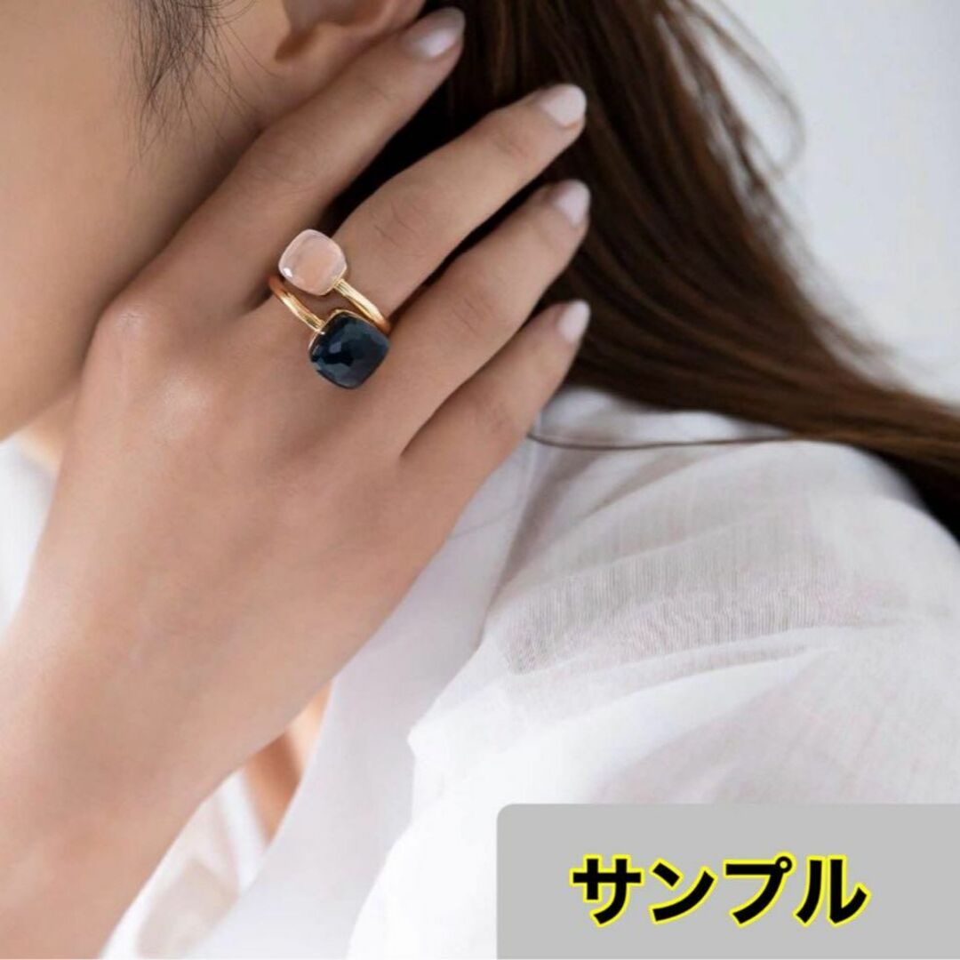 063桜色×ゴールドキャンディーリング指輪ストーン ポメラート風ヌードリング レディースのアクセサリー(リング(指輪))の商品写真