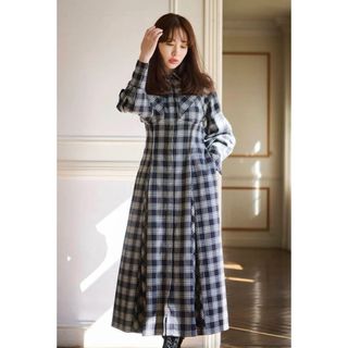 ハーリップトゥ(Her lip to)のCheckered Pleats Long Shirt Dress　(ロングワンピース/マキシワンピース)