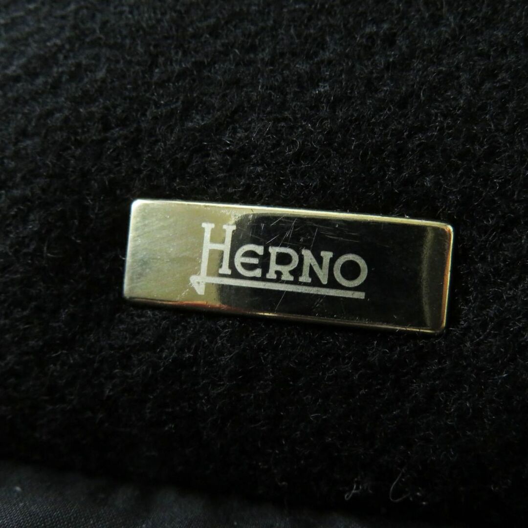 HERNO(ヘルノ)の美品◎正規品 イタリア製 HERNO ヘルノ PI0239D-39601 ウール ナイロン切替 ミドル丈 ダウンコート レディース ブラック 黒 40 レディースのジャケット/アウター(ダウンコート)の商品写真