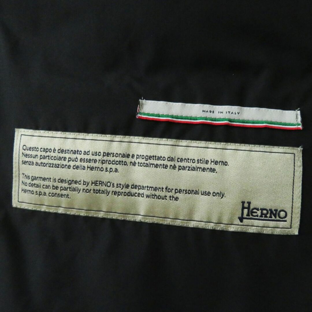 HERNO(ヘルノ)の美品◎正規品 イタリア製 HERNO ヘルノ PI0239D-39601 ウール ナイロン切替 ミドル丈 ダウンコート レディース ブラック 黒 40 レディースのジャケット/アウター(ダウンコート)の商品写真