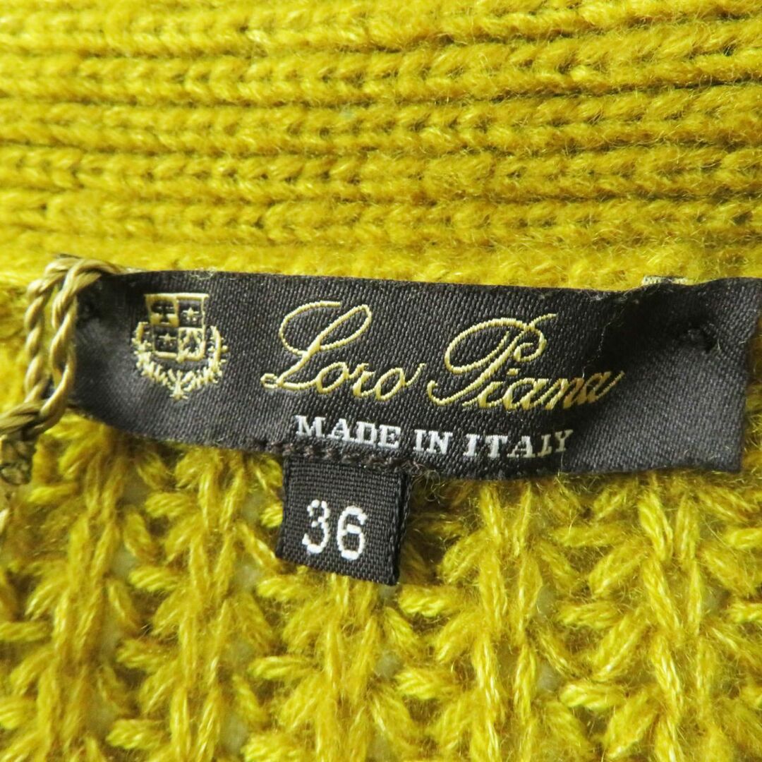 LORO PIANA(ロロピアーナ)の未使用品◎正規品 ロロピアーナ FAF8254 レディース カシミヤ×シルク フロントオープン ロングニットカーディガン マスタード 36 タグ付き レディースのトップス(カーディガン)の商品写真