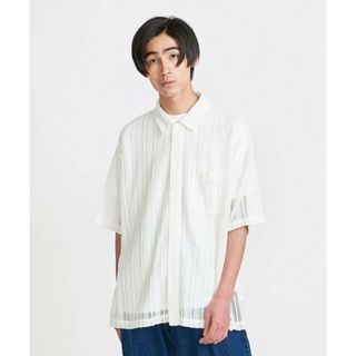 ビューティアンドユースユナイテッドアローズ(BEAUTY&YOUTH UNITED ARROWS)の【WHITE】<info. BEAUTY&YOUTH> ストライプ メッシュ キャンプカラーシャツ(シャツ)