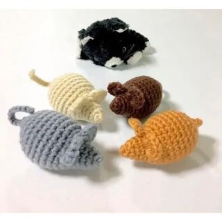 【ハンドメイド】猫のおもちゃ  ＊アースカラーねず公＊　4個セット(猫)