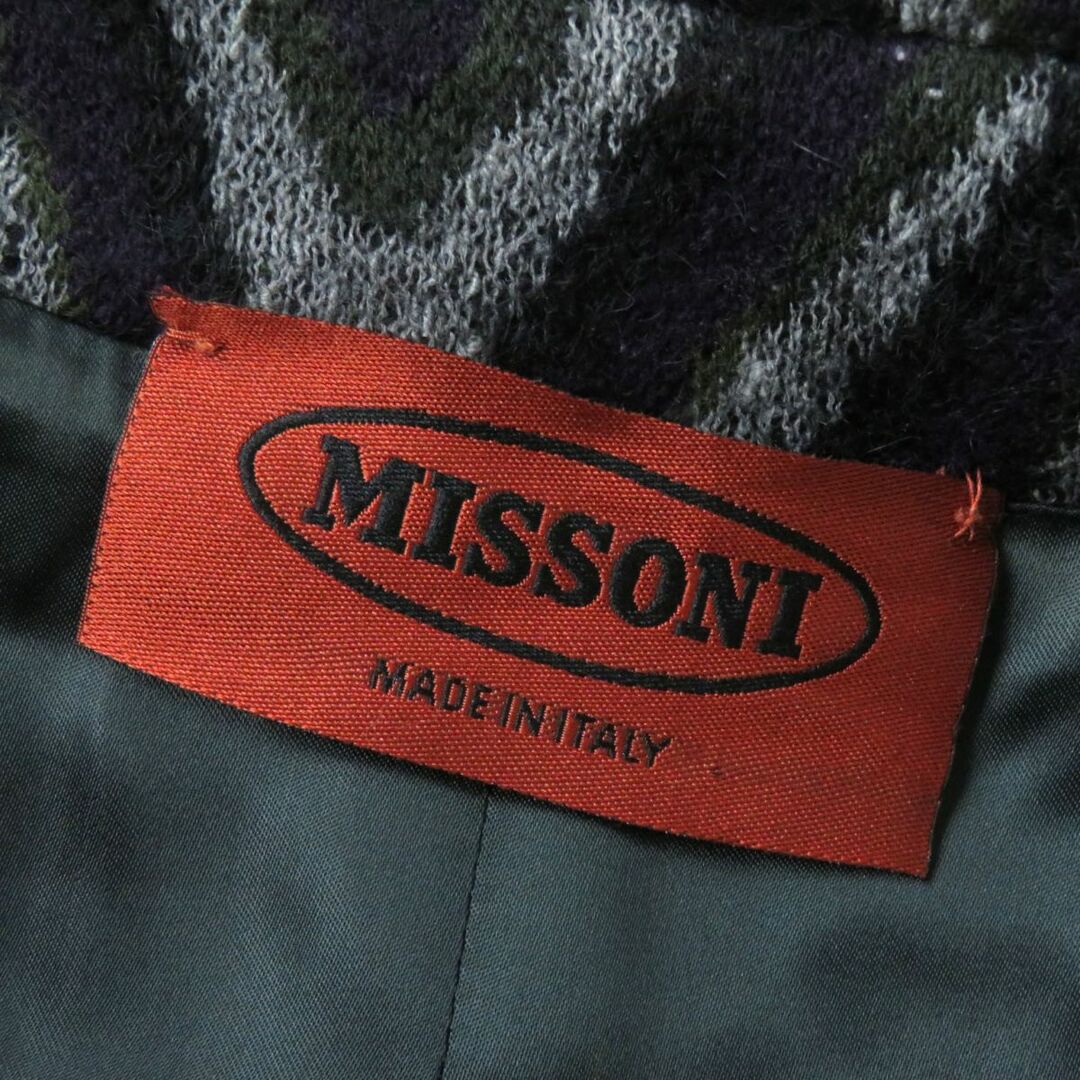 MISSONI(ミッソーニ)の美品★正規品 MISSONI ミッソーニ ロゴボタン付 ヘリンボーン モヘア混 ニットコート／ニットジャケット レディース マルチカラー 46 伊製 レディースのジャケット/アウター(その他)の商品写真