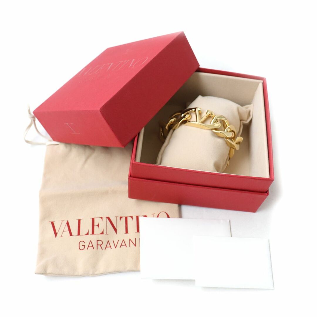 valentino garavani(ヴァレンティノガラヴァーニ)の極美品★VALENTINO GARAVANI ヴァレンティノ ガラヴァーニ Vロゴ付き Bigチェーン ブレスレット ゴールド レディース 箱・保管袋付き 伊製 レディースのアクセサリー(ブレスレット/バングル)の商品写真