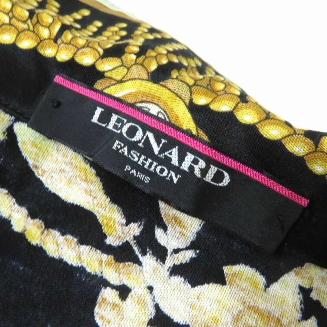 LEONARD(レオナール)の極美品★正規品 LEONARD レオナール ロゴボタン付 七分袖 コットン100% シャツジャケット ブラック×イエロー L 日本製 薄手◎ レディースのジャケット/アウター(その他)の商品写真