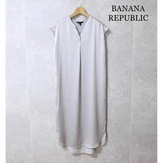 バナナリパブリック(Banana Republic)の美品 バナナリパブリック 半袖 Vネック ミモレ丈 ロング丈 ワンピース Ｓ(ロングワンピース/マキシワンピース)