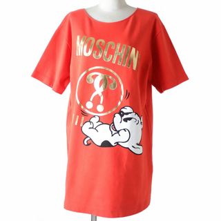 モスキーノ(MOSCHINO)の美品◇MOSCHINO モスキーノ Betty Boop ベティブープコラボ ロゴ×パジープリント オーバーサイズ 半袖 ミニワンピース オレンジ 38 伊製(ミニワンピース)