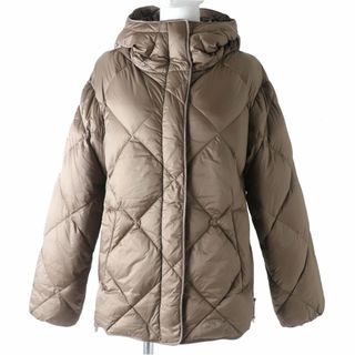 マックスマーラ(Max Mara)の極美品◇正規品 Max Mara The Cube マックスマーラ ザキューブ 948603166 フード付 比翼 ZIP UP ダウンジャケット ブラウン レディース 38(ダウンジャケット)