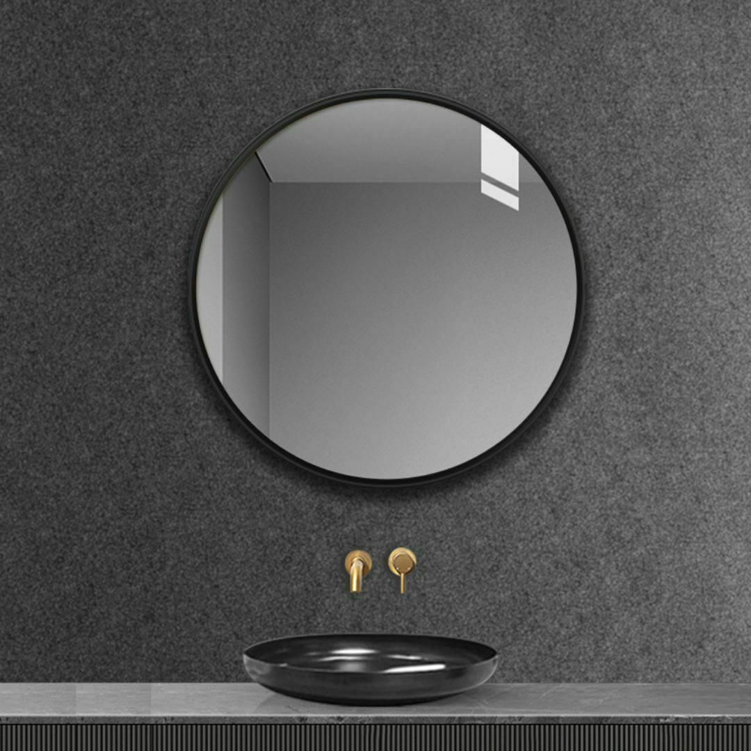 60cm鏡 丸型 壁掛け 玄関鏡 浴室鏡 ミラー ウォールミラー ブラック インテリア/住まい/日用品のインテリア小物(壁掛けミラー)の商品写真