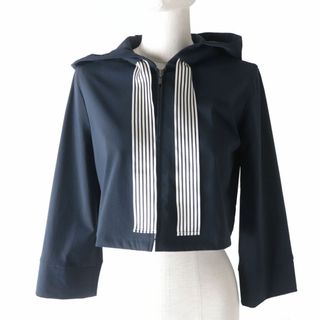 フォクシー(FOXEY)の美品★正規品 フォクシーニューヨーク 42156 21年 Marine Hoodie マリンフーディ 長袖 ショート丈 ZIPジャケット レディース 紺 38 日本製(その他)