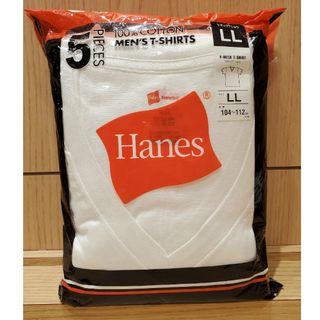 ヘインズ(Hanes)の5枚組 Hanes VネックTシャツ LL ホワイト 綿100％  タグレス(Tシャツ/カットソー(半袖/袖なし))