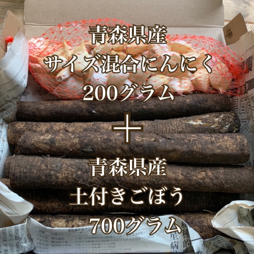 青森県産！ごぼう700グラム＋にんにく200グラム 食品/飲料/酒の食品(野菜)の商品写真