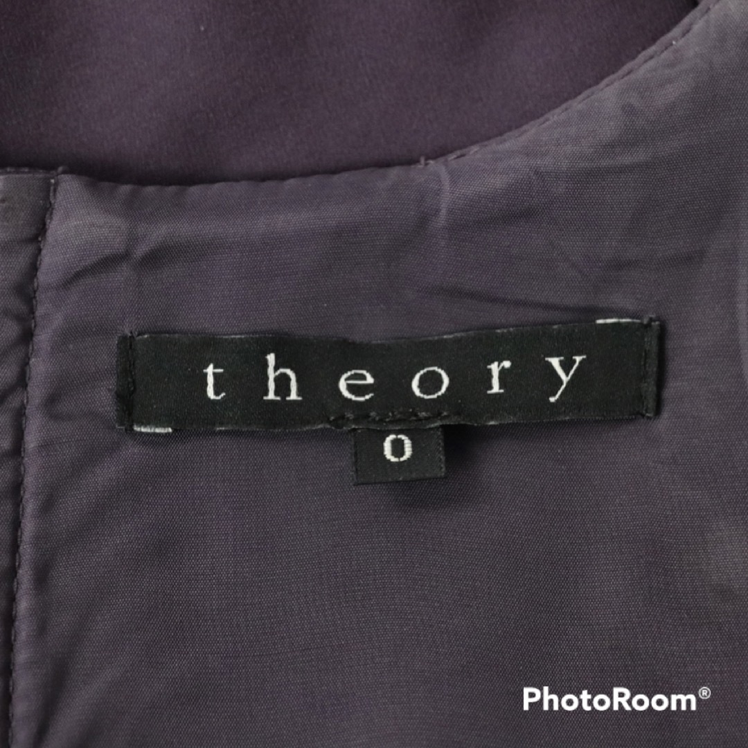 theory(セオリー)のTheory 日本製 サテン ひざ丈ワンピース ドレス パーティー パープル 0 レディースのワンピース(ひざ丈ワンピース)の商品写真