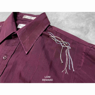 "remake" undulation 1.0 紫 手縫い 刺繍 リメイクシャツ(シャツ)