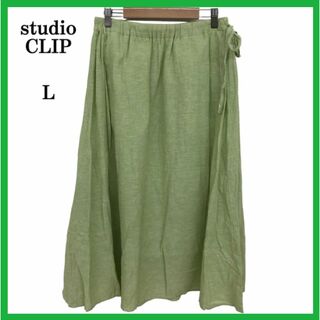 studioCLIP スタジオクリップ ひざ丈スカート L 大き目 麻 ゆったり(ひざ丈スカート)