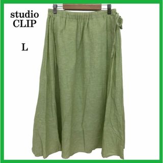 studioCLIP スタジオクリップ ひざ丈スカート L 大き目 麻 ゆったり(ひざ丈スカート)