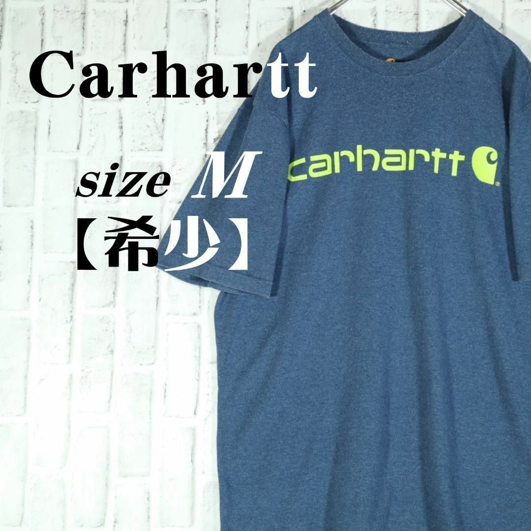 carhartt(カーハート)の【希少デザイン】Carhartt センターロゴ デカロゴ ボロTシャツ ブルー メンズのトップス(Tシャツ/カットソー(半袖/袖なし))の商品写真