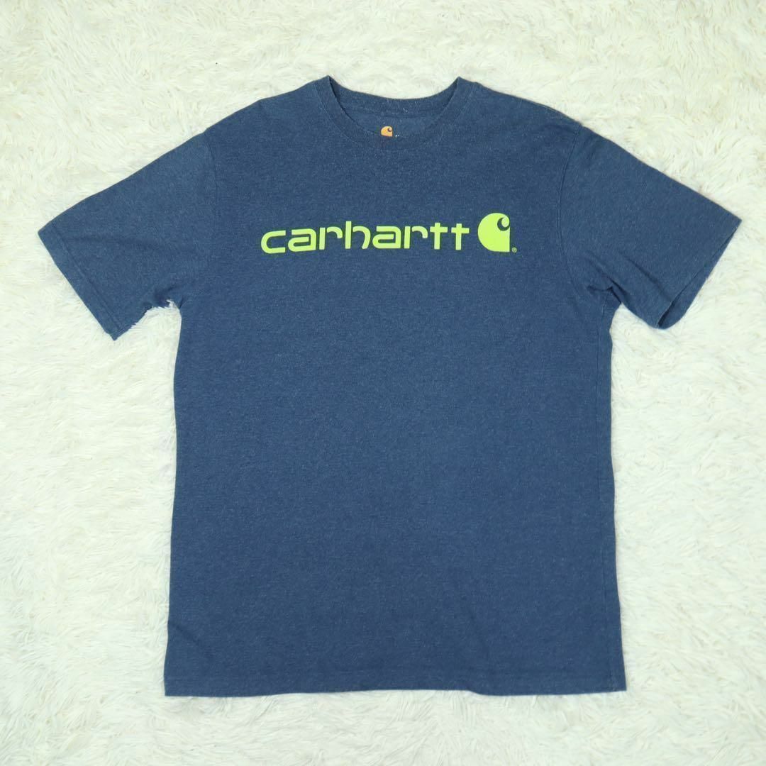 carhartt(カーハート)の【希少デザイン】Carhartt センターロゴ デカロゴ ボロTシャツ ブルー メンズのトップス(Tシャツ/カットソー(半袖/袖なし))の商品写真