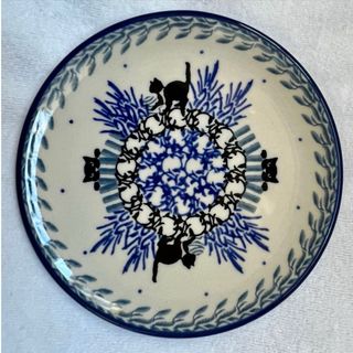 Polish Pottery - ネコ柄平皿　ポーリッシュポタリー / ボレスワヴィエツ