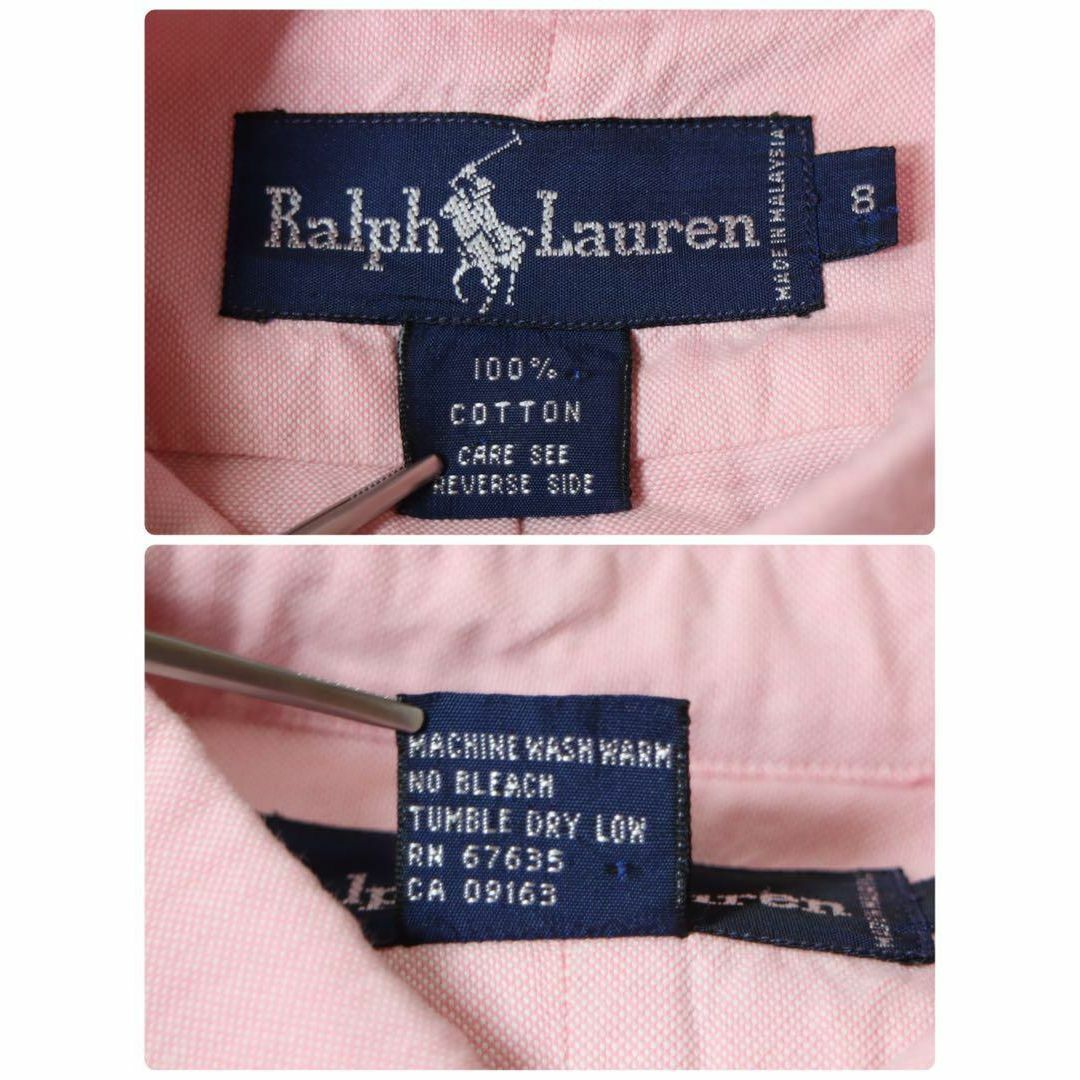 POLO RALPH LAUREN(ポロラルフローレン)の【US古着】ボタンダウンシャツ ワンポイント 刺しゅうロゴ ライトピンク 8 メンズのトップス(シャツ)の商品写真