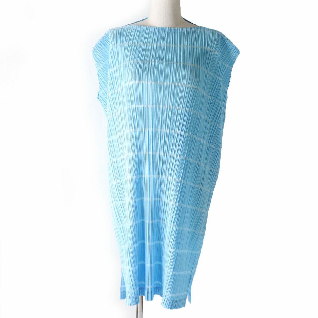 PLEATS PLEASE ISSEY MIYAKE(プリーツプリーズイッセイミヤケ)の極美品☆正規品 PLEATS PLEASE プリーツプリーズ イッセイミヤケ 17SS PP71-JH585 ボートネック ワンピース ライトブルー 2 日本製 レディースのワンピース(ミニワンピース)の商品写真