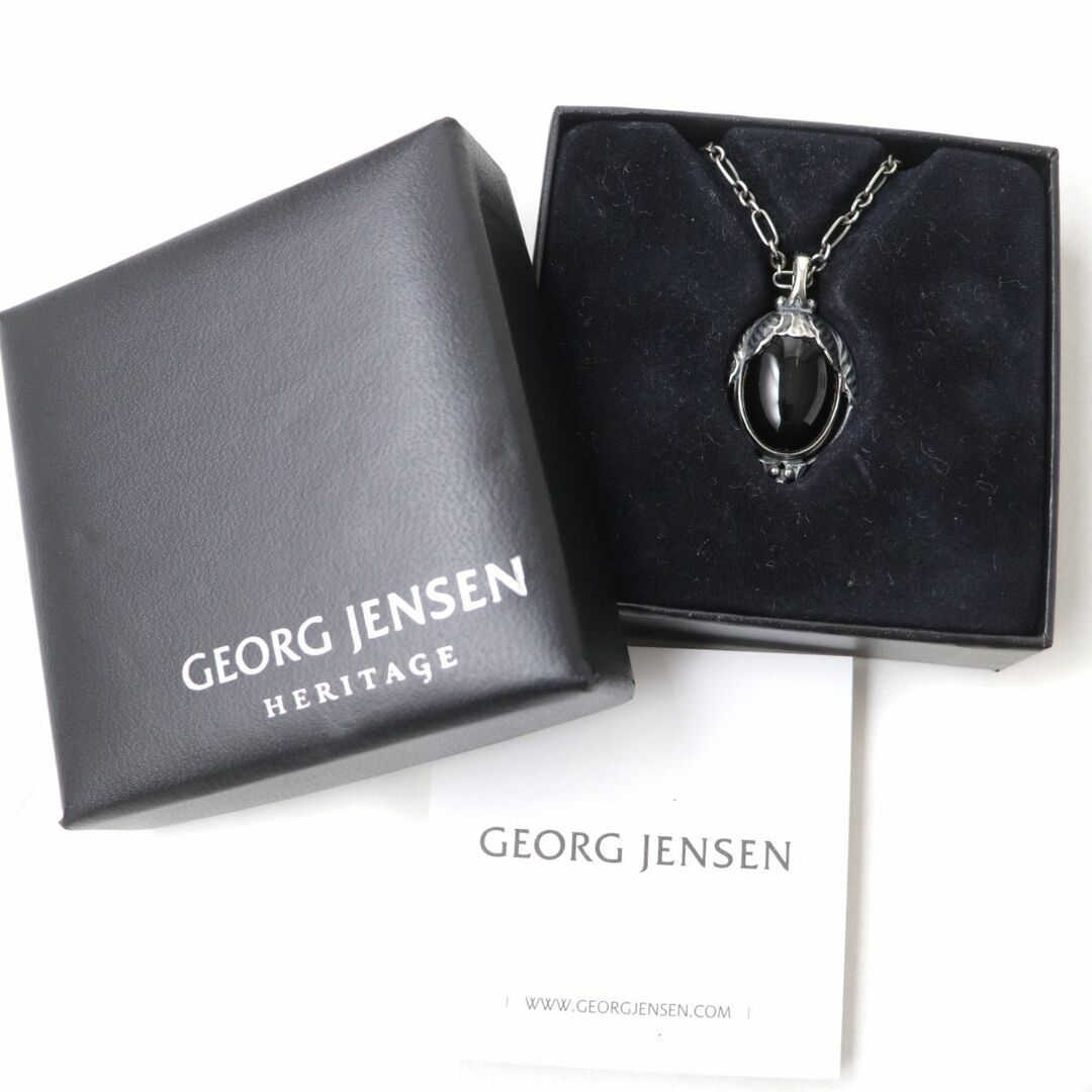 Georg Jensen(ジョージジェンセン)の美品☆ジョージジェンセン 2010年 ヘリテージコレクション SV925×ブラックアゲート イヤーペンダント ネックレス 重量10.48g 箱付 レディースのアクセサリー(ネックレス)の商品写真